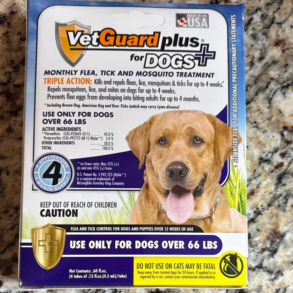 Plus Flea and Tick Treatment for Dogs - over 66lbs 4mo supply
